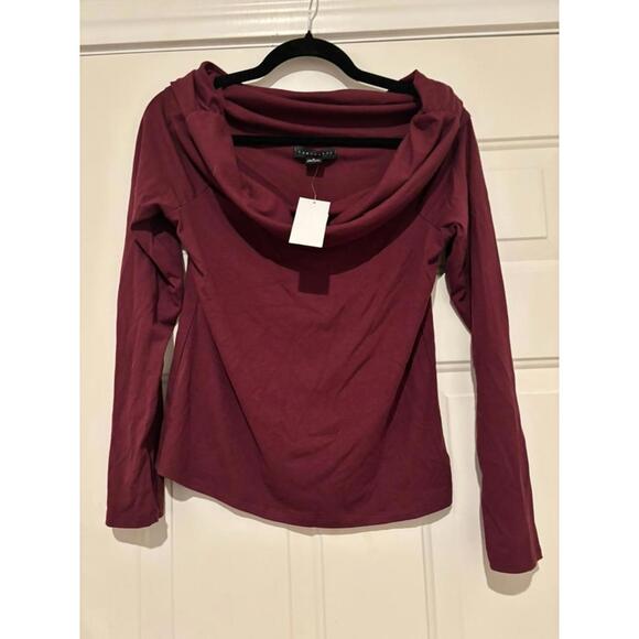 Women's sz M maroon Sanctuary wide neck or off shoulder shirt #737 new w/ tags - Picture 1 of 2